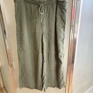 LOFT Olive Lyocell Drawstring Cropped Pants